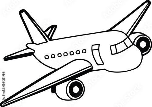Two Simple Black and White Airplane Silhouettes Vector Design