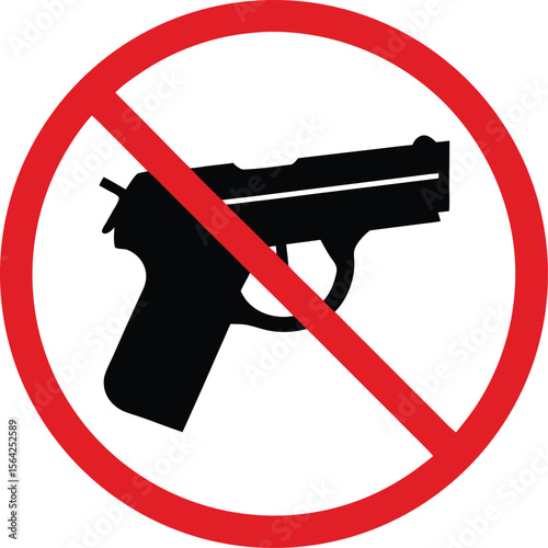 Simple Vector Image Depicting a Prohibition of Firearms or Guns Symbol
