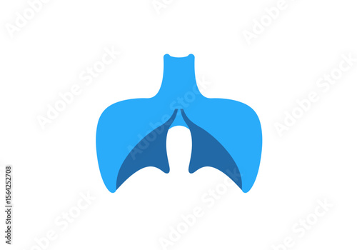 Stylized Blue Lungs Illustration with Bronchial Tree and Alveoli Design.