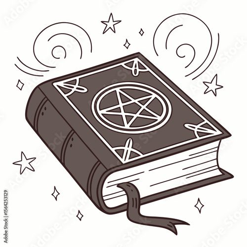 Ancient spellbook with pentagram magic occult