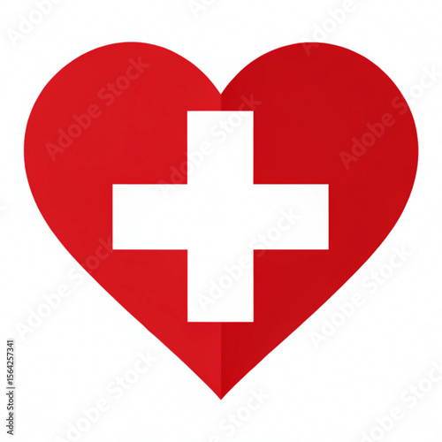 Swiss National Day  Switzerland flag in heart shape icon isolated on a white background. Swiss flag love symbol. Template for background, 
Independence Day swiss national day Vector illustration 