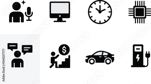 Stock vector icons set of business technology and finance elements for modern web and print design