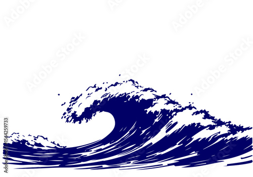  Ocean Wave hand drawn vector illustration