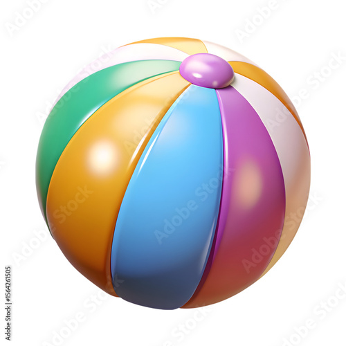 Colorful beach ball with purple center isolated on transparent background