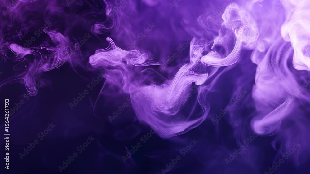 Dynamic purple smoke swirling in slow motion against dark background Dynamic purple smoke swirling in slow motion against dark background
