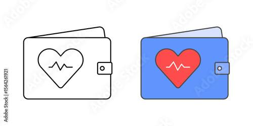 Financial health indicator icon with heart and wallet, ideal for personal finance, payment well being, and buy now pay later illustrations.