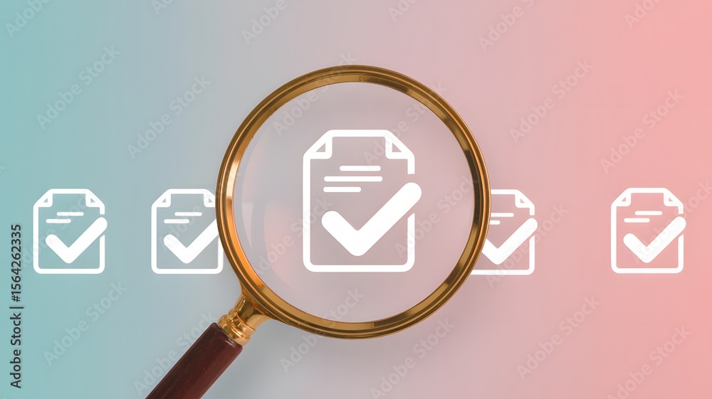 Magnifying Glass Highlighting Document With Check Mark Icon Representing Quality Control Verification Compliance Audit Concept
Magnifying Glass Highlighting Document With Check Mark Icon Representing Quality Control Verification Compliance Audit Concept