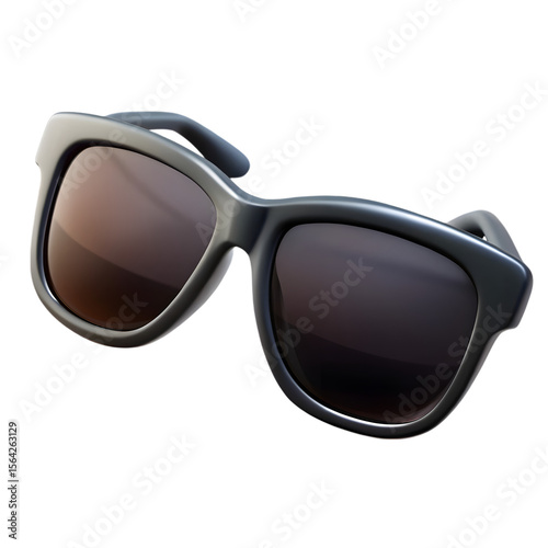 Stylish dark grey framed sunglasses with tinted lenses isolated on transparent background