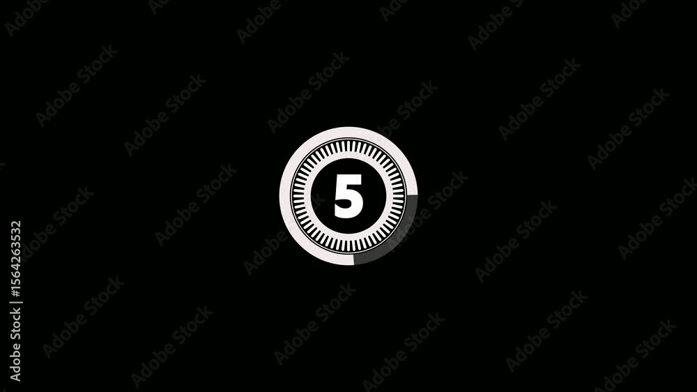 Countdown timer from 10 to 0 seconds real time. Modern flat design of countdown animation isolated on transparent background with alpha channel 4K resolution. 4k video.