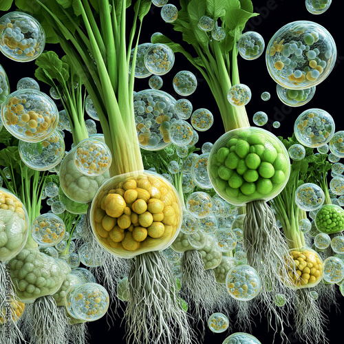 Green Methanol renewable sustainability. Conceptual art depicting biomass roots transforming into methanol.