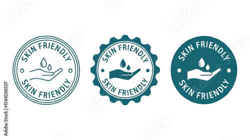 Skin friendly vector logo design set with hand and water droplet