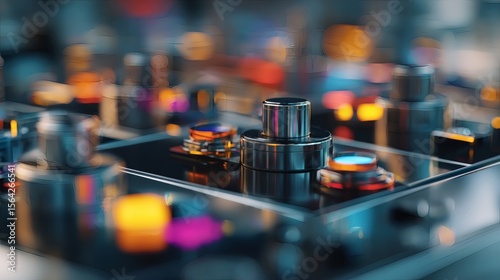 Wallpaper Mural Metallic Knob on Control Panel with Bokeh Background Torontodigital.ca