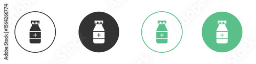 Medicine bottle icon symbol illustration doodle set. EPS10