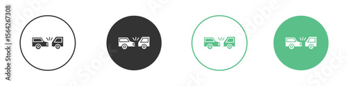Rear end collision icon symbol illustration doodle set. EPS10