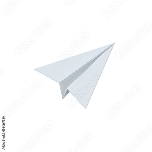 A Clean 3D Icon of a White Paper Airplane Flying Through the Air Representing Sending an Email Message Seamlessly and Efficiently