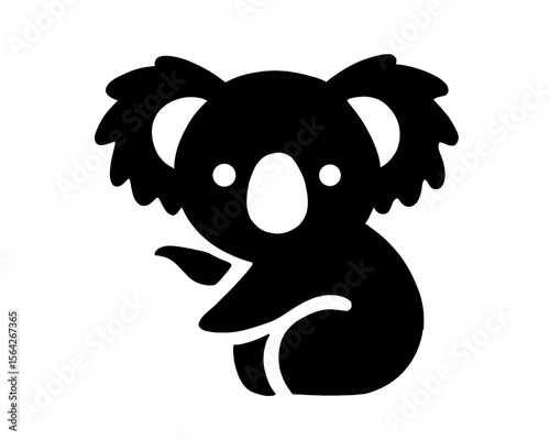 Koala silhouette, black koala vector illustration, isolated icon on white background
