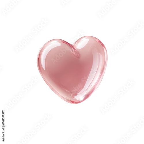 A Soft And Transparent Pink Heart Icon With A Shiny 3D Rendering And A Subtle Glow Representing Love And Affection