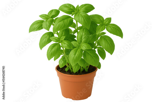 Wallpaper Mural Lush green basil plant thrives in a terracotta pot, isolated on a transparent background, ready for culinary or decorative use Torontodigital.ca