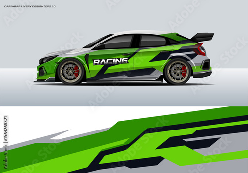 Racing sport car wrap design and vehicle livery