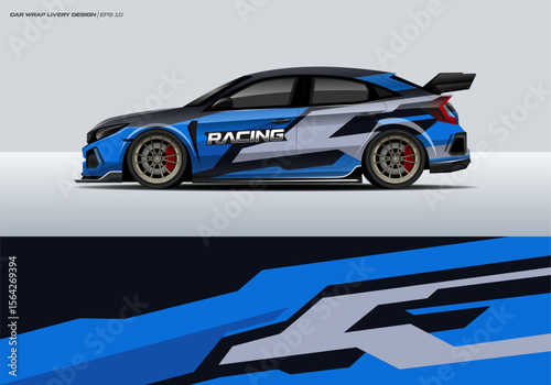 Racing sport car wrap design and vehicle livery