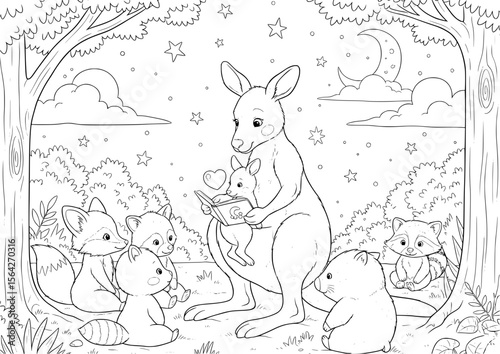 Kangaroo Story Time with Forest Animals