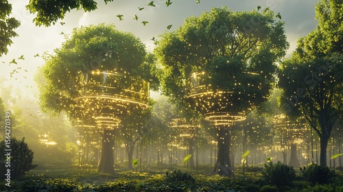 Mystical Forest with glowing enchanted trees and whimsical atmosphere