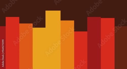 Abstract composition featuring vertical rectangles in warm, vibrant color palette.