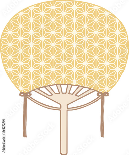 Japanese hand fan - Asanoha - yellow