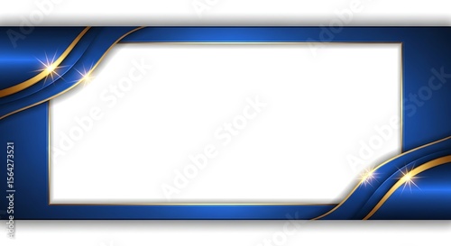 Elegant Blue and Gold Frame Design Luxurious Border Template for Presentation