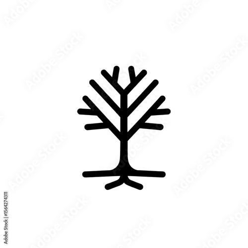 Minimalist Tree Icon with Stylized Roots and Branches