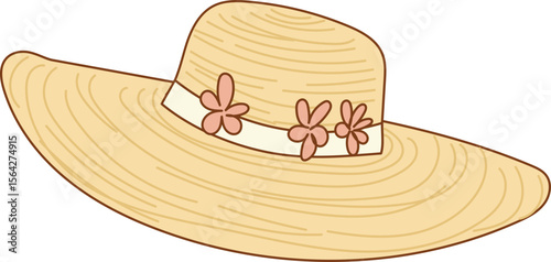 Summer hat items hand drawn illustration