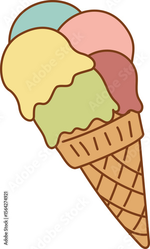 Ice cream Summer items hand drawn illustration