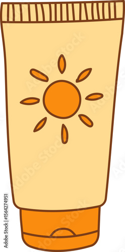 Sun cream Summer items hand drawn illustration