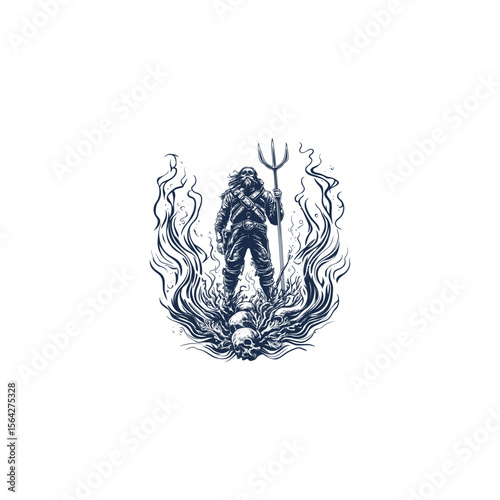 Poseidon design vector template illustration