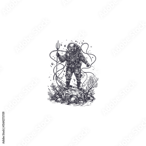 Poseidon design vector template illustration