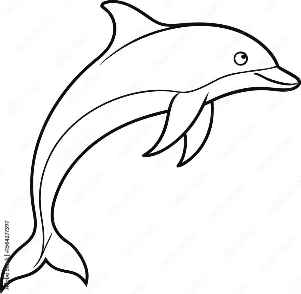 Fototapeta premium a dolphin one ine art with transparent background