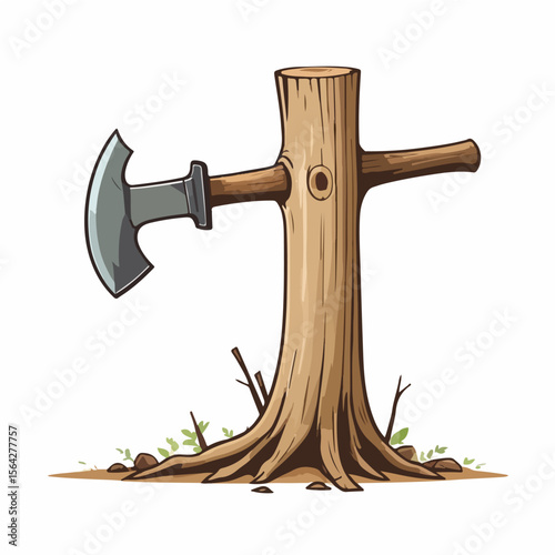 Deforestation Symbol Flat Illustration
