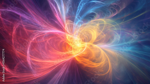 A colorful wave with a rainbow in the middle. The colors are bright and vibrant, creating a sense of energy and excitement. The wave appears to be moving, giving the impression of motion and dynamism