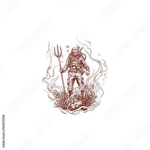 Poseidon design vector template illustration