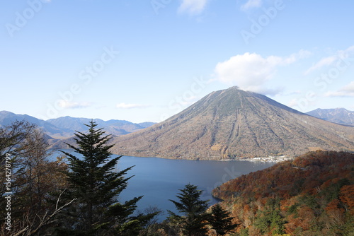 Lake Chuzenji and Mount Nantai in Autumn, Nikko, Japan