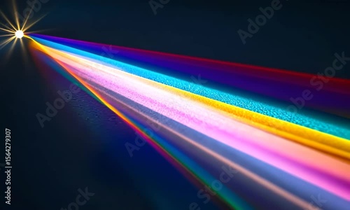 Colorful light beams creating a stunning rainbow effect in a dark setting