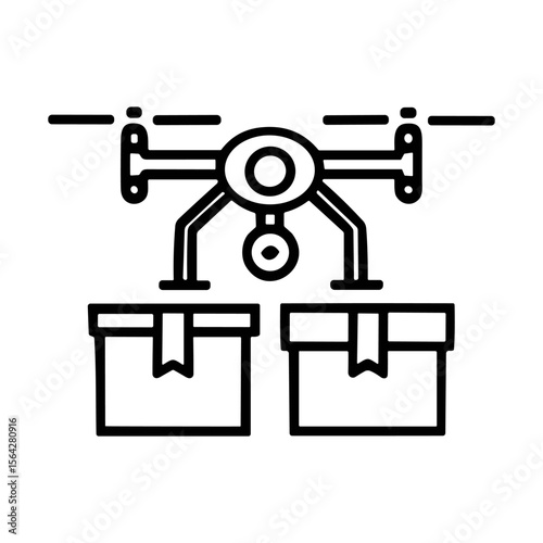 Drone delivering two packages, aerial view, efficient delivery service.