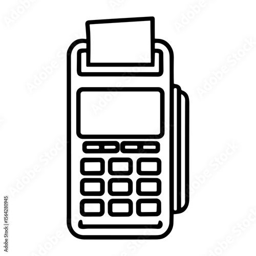 A simple line drawing of a portable payment terminal printing a receipt.