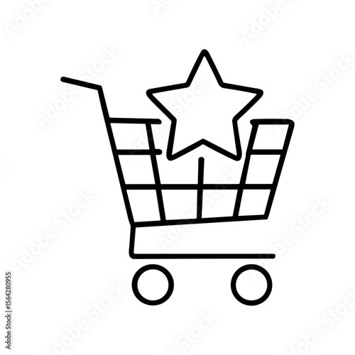 Shopping cart icon with a star inside, representing favorite items or top-rated products.