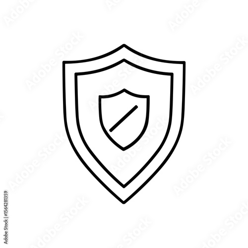 A simple line drawing of a shield with a smaller shield inside, featuring a diagonal line.