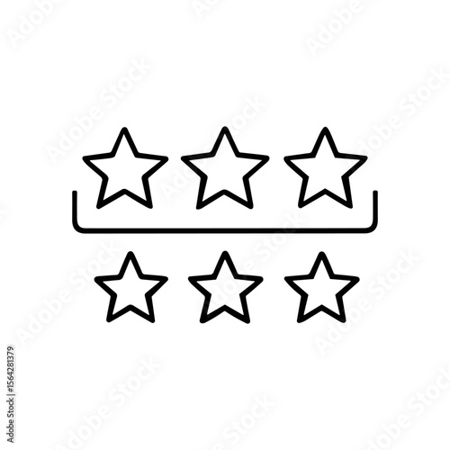 Six stars arranged in two rows, three stars per row, with a line separating the rows.