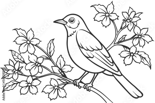 
Hand drawn bird outline illustration