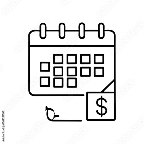 Calendar icon with dollar sign, representing payment due date.