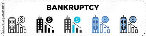Bankruptcy Icon Pack Line Glyph