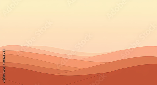 Abstract Orange and Beige Landscape: Minimalist Wave Hills Illustration - High-quality stock image for commercial use